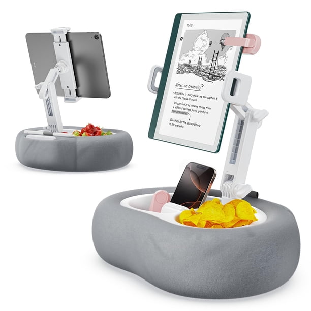 Soporte para Tablet Kindle con Almohada Multifuncional y 2 Bandejas para Snacks TAZENI