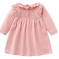 thumbnail image 6 of SUXIAN Toddler Girl Sweater Solid Knit Long Sleeve Thick Dress for Babies Kids Spring Winter Fashion Pink 3-4 Years, 6 of 7