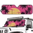 thumbnail image 2 of POLERO Pink Hawaii Palm Tree Sunset Windshield Sun Shade for Car Off-road Vehicle Auto SUV Truck Foldable Front Window Sunshade Sun Visor Protector Block UV Rays Reflect Heat, 52.95" x 16.14", 2 of 7