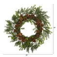 thumbnail image 4 of Nearly Natural 22in. Cedar, Grass and Pine Cone Artificial Wreath UV Resistant (Indoor/Outdoor), 4 of 6