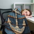thumbnail image 3 of Retro Nautical Throw Blankets, Anchor Wood Texture Soft Fleece Blanket Decorative for Home Sofa Couch Chair Living Bedroom, 50x60 inches, Beige Navy Blue, 3 of 9