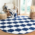 thumbnail image 2 of SAFAVIEH Dhurrie Warren Geometric Moroccan Wool Area Rug, Navy/Ivory, 6' x 9', 2 of 10
