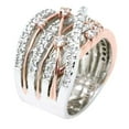thumbnail image 4 of Huanledash Women Rhinestone Inlaid Crossover Wide Band Finger Ring Wedding Jewelry Gift, 4 of 7