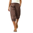 thumbnail image 2 of Karymi Pants for Women Capri Jogger Pants, Elastic High Waist Baggy Cropped Harem Pants, Boho Casual Trousers With Side Pockets, 2 of 8