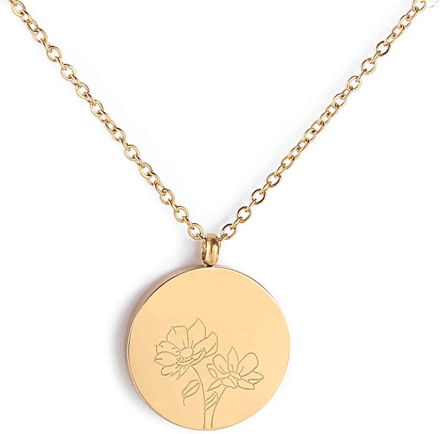 Birth Month Flower Necklace Dainty Gold 