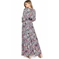 thumbnail image 2 of Love Stitch Women's Elegant Floral Long Sleeve Open Back Maxi Dress (S, Black/Pink), 2 of 5