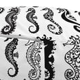 thumbnail image 3 of Seahorse Pouf Cover with Zipper, Repeating Pattern Tribal Style Abstract Seahorse Design in Various Forms, Soft Decorative Fabric Unstuffed Case, 30" W X 17.3" L, Black and White, by Ambesonne, 3 of 5