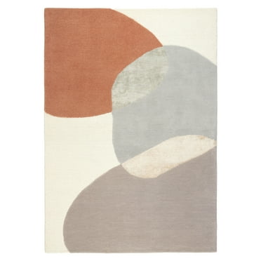 TOWN & COUNTRY LUXE Olso Abstract Colorblock Handcrafted Wool Area Rug, Beige/Rust/Cool Grey/Warm Grey, 5'x7'
