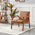 thumbnail image 2 of Fullfurnique Upholstered Accent Chair with Solid Wood Legs, Light Brown, 2 of 10