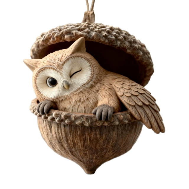 Adornos de animales del bosque con bellotas, colgantes de acrílico en 2D con forma de piña y animales para el árbol de Navidad, adornos navideños acogedores para la decoración del hogar