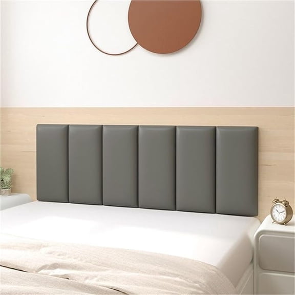 Zhuge 47.2*19.7in Wall-Mounted Upholstered Headboard Panels, Anti-Collision Shock-Absorbent Wall Padding for Playroom, Bedroom & Nursery Modern Accent Wall Decor, Dark Grey A