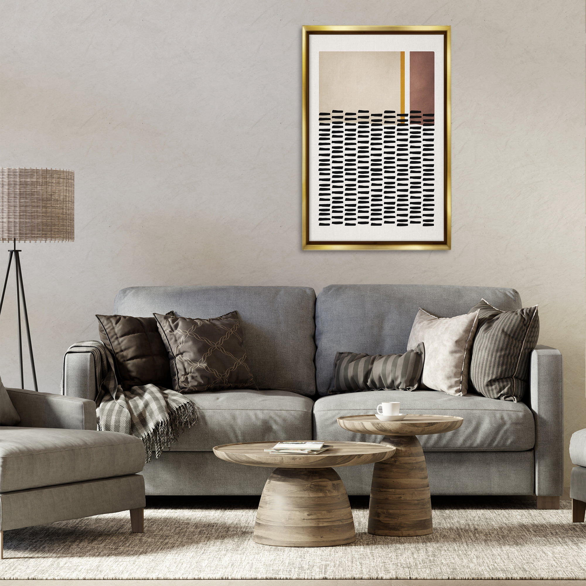 Stupell Industries Cosby Street Patterned Abstract Painting Gold Floater Framed Canvas Art Print Wall Art, 21 x 31