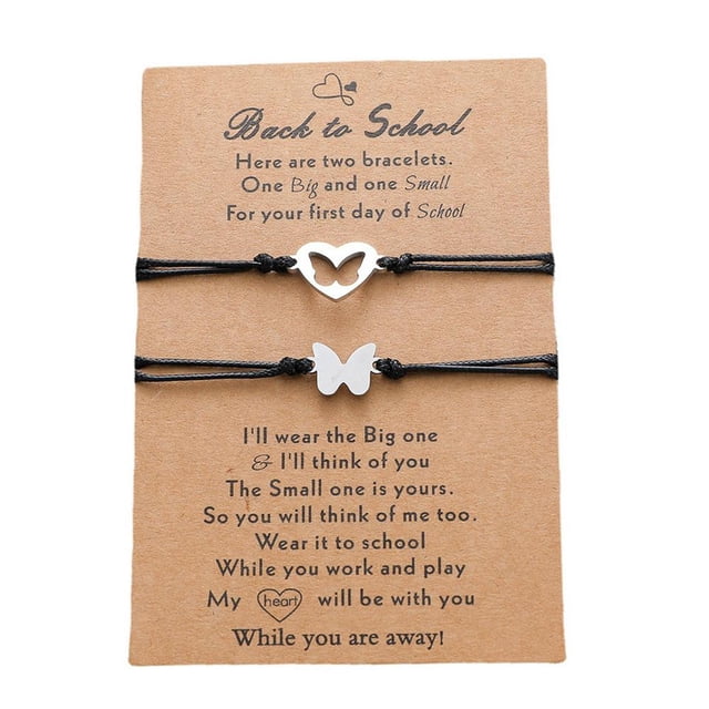 Pulseras Colgantes De Amor De Mariposa Ahuecadas De Acero Inoxidable, Pulsera Tejida De Acero Inoxidable Para Madre E Hija 2 Unids/Set Speravity AP005990-00