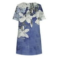 thumbnail image 5 of CHUANK Robe d'Été pour Femmes, Vacances à la Plage, Bohème, Plissée, Longueur Genou, Évasée, Midi, Robes d'Été pour Femmes, Décontractée, Col Ras du Cou, Manches Courtes, Imprimé Floral, Grande Taille, Robe de Fête Soleil, Noir, M, 5 of 5