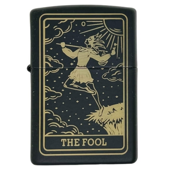23 Tarot Card - Major Arcana Cards Zippo Black Matt Windproof Lighters! - Christmas, Halloween & Valentines Day Gift (The Fool)