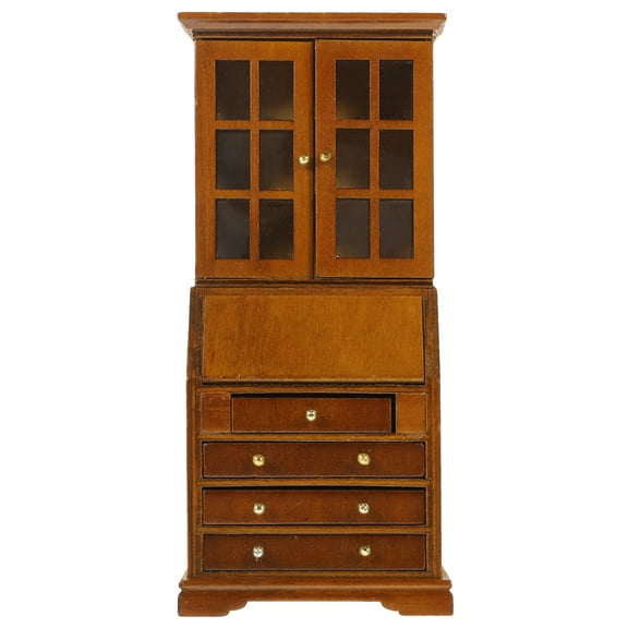 Monyance doll furniture Dollhouse Furniture Miniature Bookshelf 1:12 Scale Beige Mini Cabinet(2.76X1.5X6.14Inches)