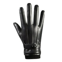 TELOLY Winter Leather Gloves for Men, Cashmere Lined Driving Motorcycle Gloves, Thermal Gloves, Anti Slip Touchscreen Cold Weather Warm Gloves for Cycling Running Biking Driving Hiking