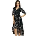 thumbnail image 1 of Bimba Womens Asymmetrical Shift Dress With Pockets Print Cotton Classic Midi Dresses, 1 of 9