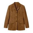 thumbnail image 5 of Hueook 2026 Suede Blazers for Women Business Casual Ladies' Casual Fashion Lapel with Pocket Buttons Long Sleeve Brown L, 5 of 6