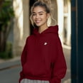thumbnail image 3 of Dalix Heartly Ghost Embroidery Relaxed Hoodie Soft Fleece Sweatshirt Drawcord Fit Lounge Womens in Burgundy L Large, 3 of 5