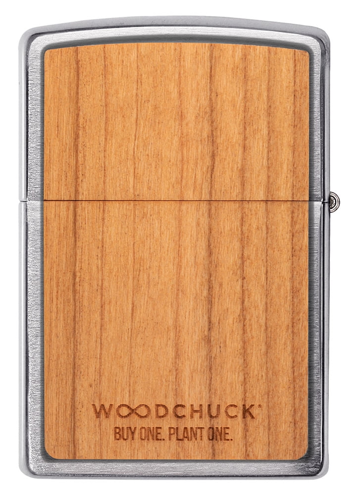 Zippo Woodchuck USA Cherry Tiger Head Brushed Chrome Pocket Lighter