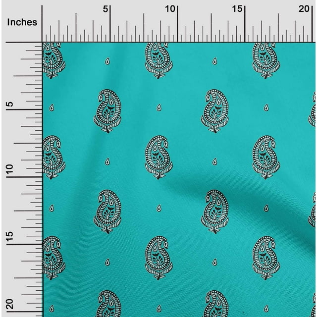 oneOone Tissu Polyester Lycra Imprimé Bloc Paisley Largeur 56 Pouces