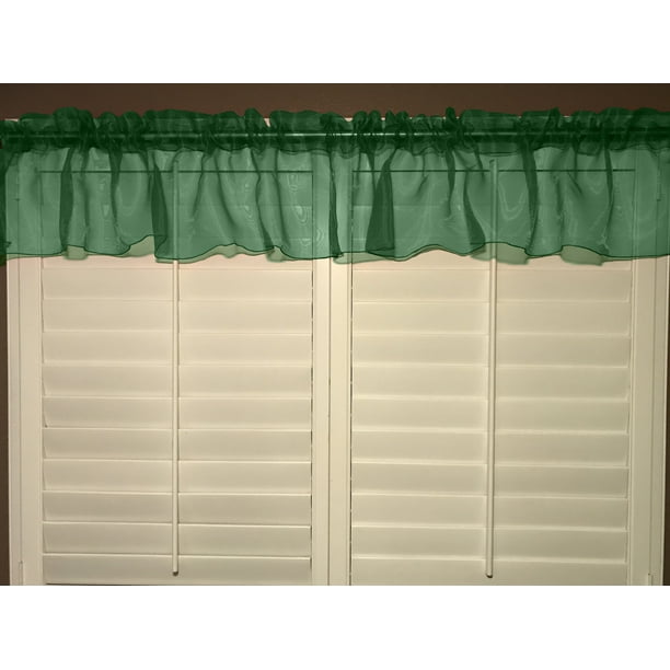 sheer organza window valance 58 wide hunter green