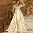 thumbnail image 2 of Yuyuzo Robes Maxi Formelles pour Femmes à Paillettes à Manches Longues à Col en V en Satin Fluides Robe de Soirée Cocktail Longueur au Sol, 2 of 6