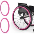 thumbnail image 1 of Silicone Wheelchair Push Rim Covers, 20/22/24inch 1 Pair Wheelchair Rear Wheel Push Ring Protective Cover, Non-slip Wear-Resistant Hand Push Cover, Cover for Improve Grip and Traction(Pink,20in), 1 of 7