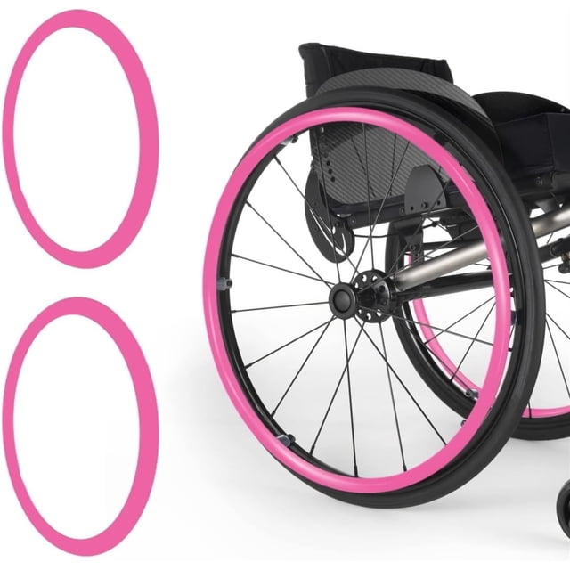 Silicone Wheelchair Push Rim Covers, 20/22/24inch 1 Pair Wheelchair Rear Wheel Push Ring Protective Cover, Non-slip Wear-Resistant Hand Push Cover, Cover for Improve Grip and Traction(Pink,20in)