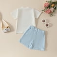 thumbnail image 4 of Fesfesfes Baby Girls' Fashion Clothes Girls' Casual Short Sleeve Round Neck Collar Solid Color Elastic Waist Short Pants Sets 0-3 Years(Light Blue#6,6-12 Months), 4 of 9