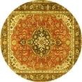 thumbnail image 1 of Ahgly Company Machine Washable Indoor Round Persian Yellow Traditional Area Rugs, 4' Round, 1 of 4
