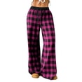 thumbnail image 2 of Mifsaly Plus Size Plaid Pants for Women Wide Leg Lounge Pant Drawstring Waist Comfortable Sleepwear Relaxed Homewear with Pockets XXXXXL, 2 of 9