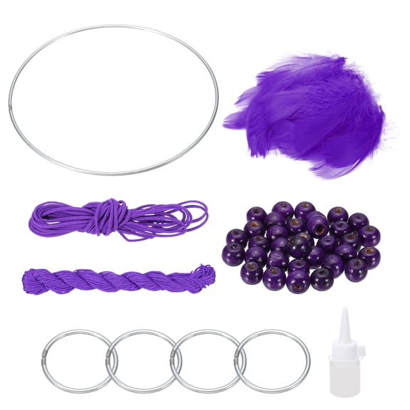 Uxcell DIY Dream Catcher, Making Dream Catcher Supplies Handmade Dream Catcher Kit Feather Crystal Beads for Wall Hanging Ornament Decor Craft, Dark Purple