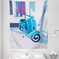thumbnail image 1 of Italy Tapestry, Mini Scooter in Soft Mediterranean Mid Day Italian Town Life Art Paint Print, Fabric Wall Hanging Decor for Bedroom Living Room Dorm, 5 Sizes, Blue Grey, by Ambesonne, 1 of 1