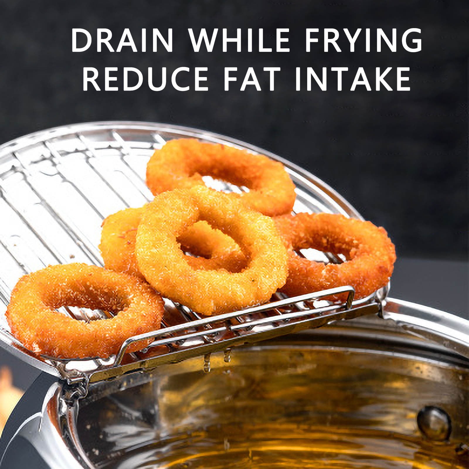 Clearance! Miyuadkai Air Fryers Clearance With Strainer Mini Stainless Control Household and Fryer Steel Temperature Fryer Kitchen，Dining Bar Kitchen Silver