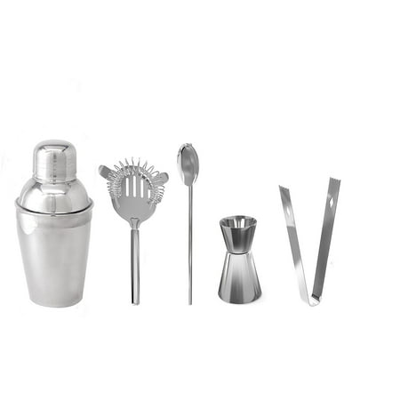 - SOGA Bundle 8.4 Ounce Cocktail Shaker Bar Set Accessories - Martini Kit - Mixing Spoon - Jigger - Tongs - Stainless Steel Tool Bartender Strainer Barware Gifts Set - Silver