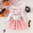 thumbnail image 2 of kamemir Baby Girl Thanksgiving Christmas Outfit Ruffle Romper Suspender Skirt Set Overall Dress Clothes(Red,6-12 Months), 2 of 6