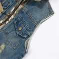 thumbnail image 5 of Men Fashion Denim Vest Lapel Sleeveless Trendy Slim Fit Retro Ripped Casual Cool Jean Jackets, 5 of 6
