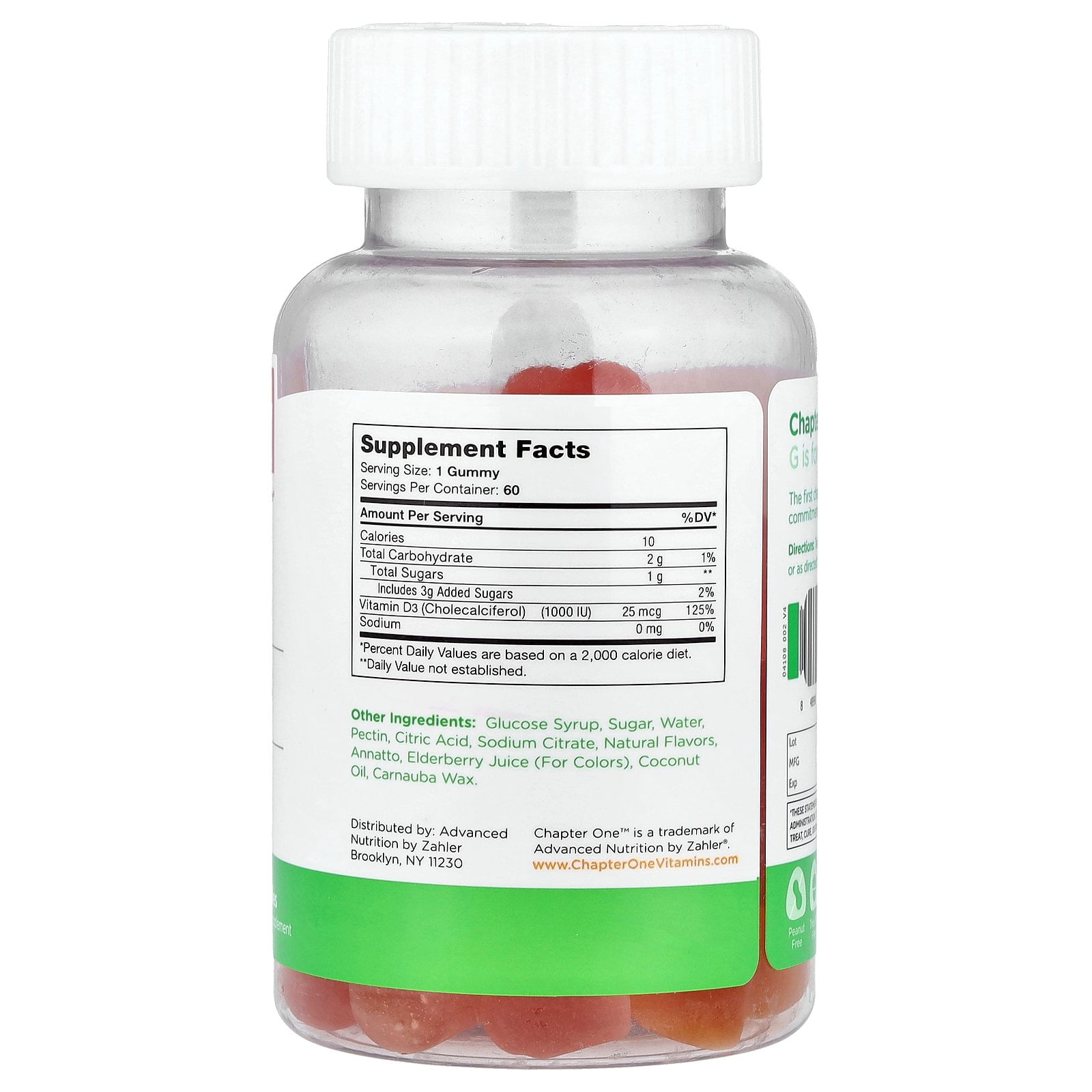 Zahler Chapter One Vitamin D3 Gummies 1000 IU, 60 Count, Kids & Adults, Immune Support, Vitamin D Supplement