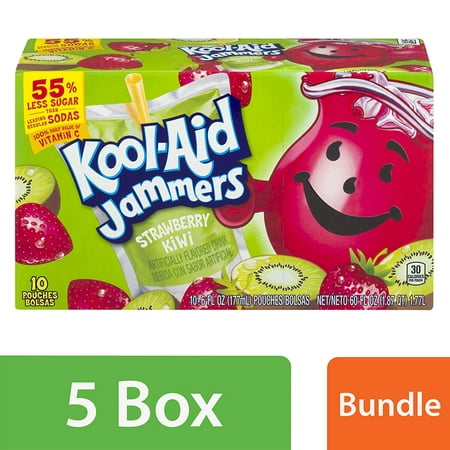 (5 Pack) Kool-Aid Jammers Strawberry Kiwi Ready-to-Drink Soft Drink, 10 - 6 fl oz (Best Homemade Mixed Drinks)