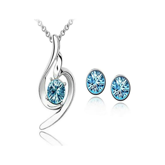 Angel Wing Austrian Crystal Jewelry Set, Necklace and Stud Earrings