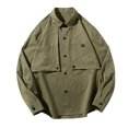 thumbnail image 1 of Camisas De Vestir Para Hombre Manga Larga Camisa holgada informal de color sólido para hombre Abrigo de manga larga (Green, L), 1 of 4