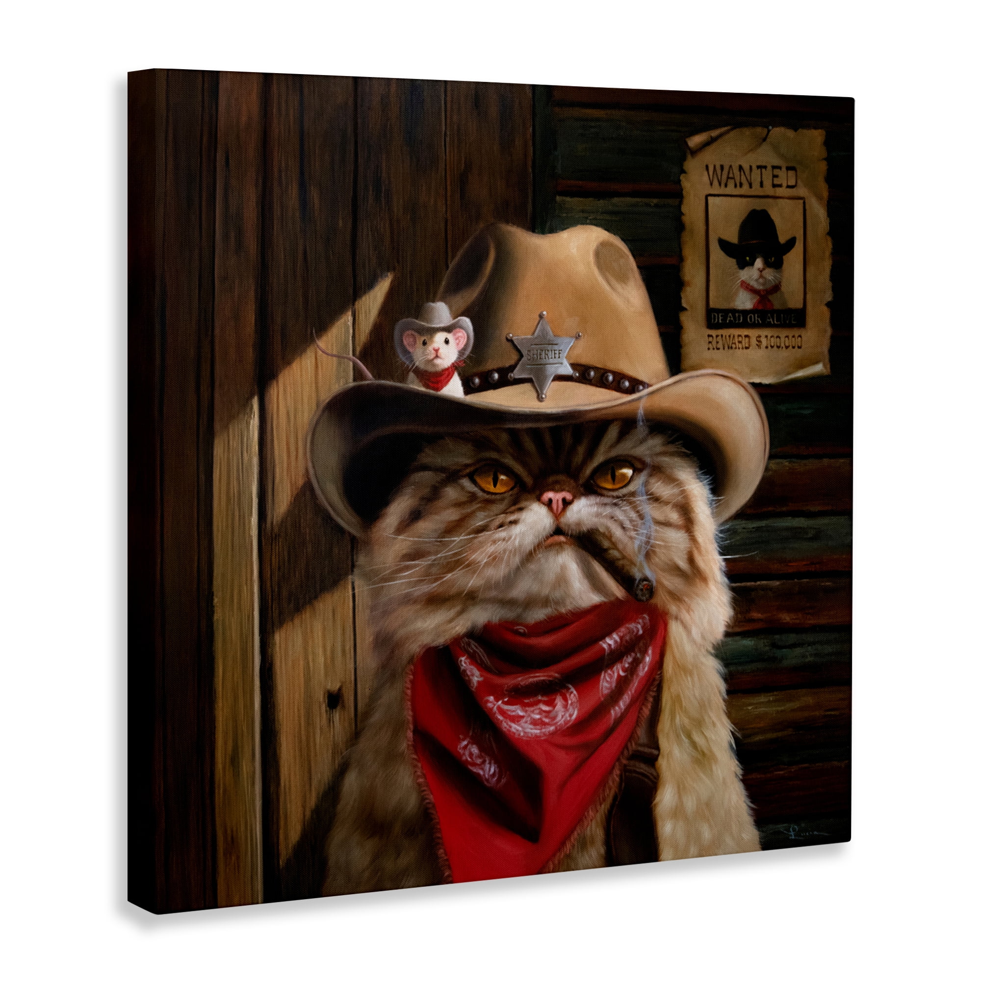 Deputy Purrkins Cat Sheriff Canvas Wall Art, design by Lucia Heffernan