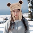 thumbnail image 4 of Gorro de invierno Adorable con orejas de oso, gorro de invierno de felpa con orejeras, gorro de caza al aire libre, gorro cálido, cómodo gorro de invierno, gorro de felpa, 4 of 8