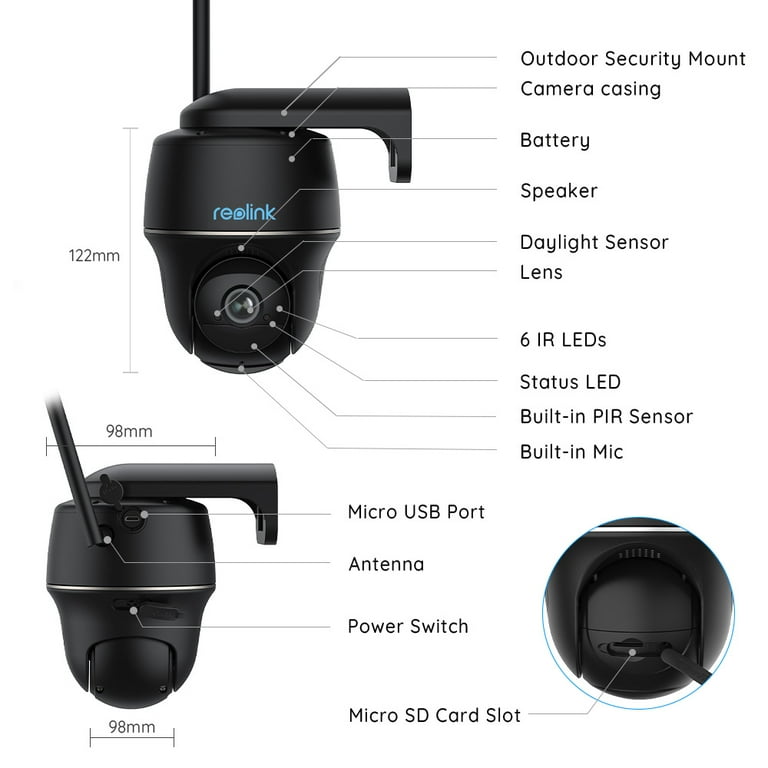 reolink Argus Series B430 防犯カメラ Argus Series B430 - 5MP Wi-Fi Solar Battery Camera with Pan