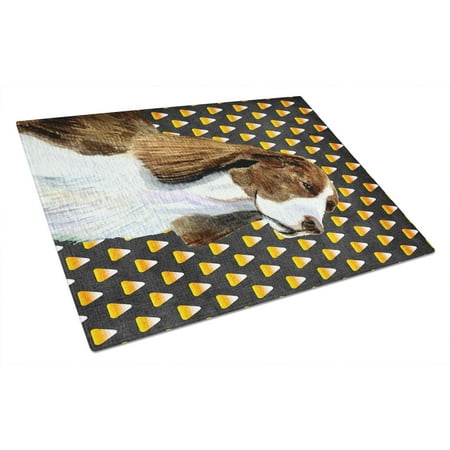 

Carolines Treasures SS4306LCB Springer Spaniel Candy Corn Halloween Portrait Glass Cutting Board Large 12H x 16W
