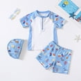 thumbnail image 2 of KKBOTIVE Boys Swimwear Set for Toddler Kids Summer Outdoor Swimming with Cartoon Fish Design Rash Guard Top And Swim Shorts for Ages 2 To 8 Years ( White Size: 5-6 Years ), 2 of 9