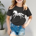 thumbnail image 2 of Lusa Horse Print T-Shirt for Boys Girls Trendy Western Pattern Crewneck Short Sleeve Tops Soft Comfort Horse Riding Tee Kids Animal Lover Gift Graphic Tees Grey 3-4 Years, 2 of 4