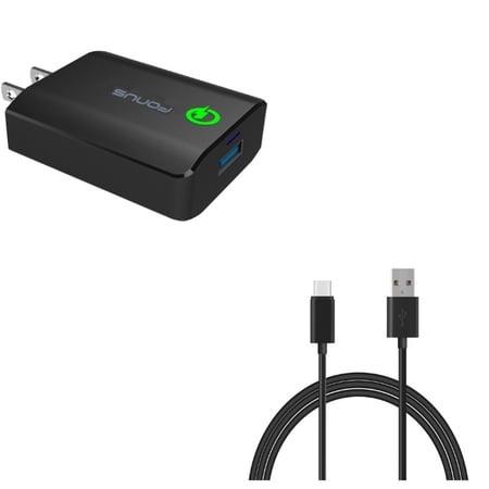 Fast Home Charger w 6ft Long USB-C Cable Power Cord Type-C Wire V8Z for BLU G9 Vivo XI Plus G90 Pro - BOLD N1 - CAT S62 S48c S61 Pro - Coolpad Legacy S Brisa - Cricket Ovation Influence 2